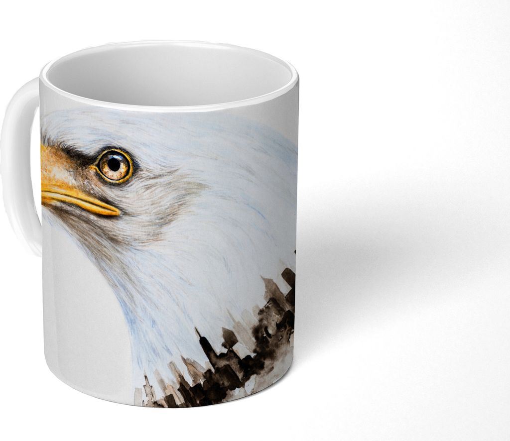 MuchoWow Tasse Kaffeetasse Kaffeebecher 350 ml Adler - Vogel - Aquarell Teetasse - Fototasse - Becher - Keramikbecher - Teebecher - Kaffeetasse -...