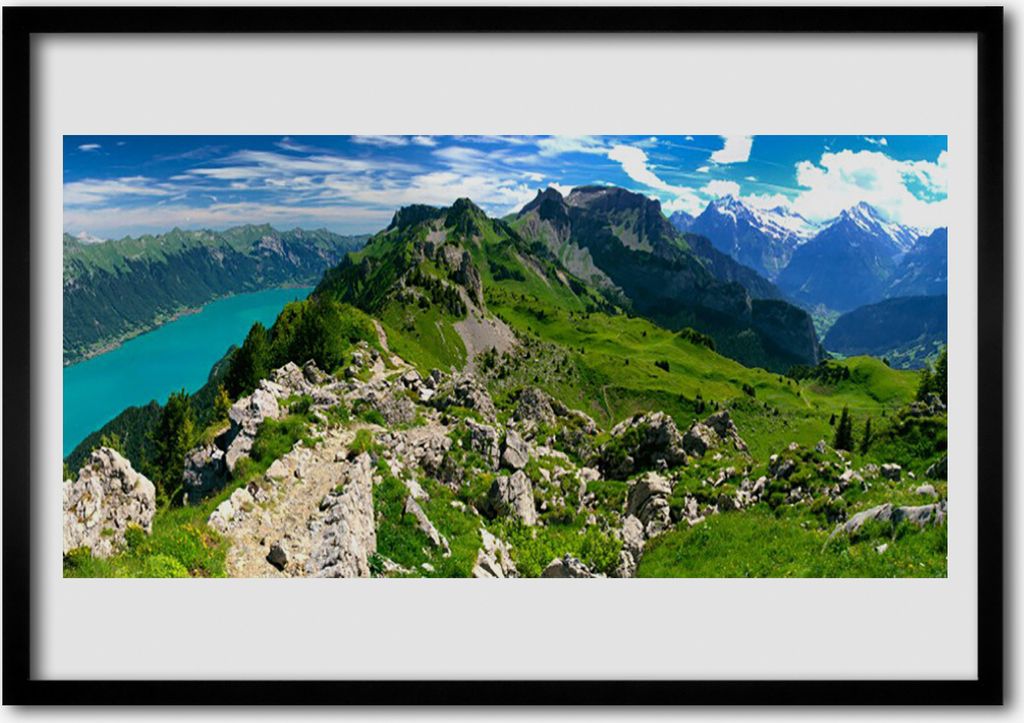 Bild 100x70 MDF-Rahmen Wandkunst Wiese Berg Natur Produktbild 