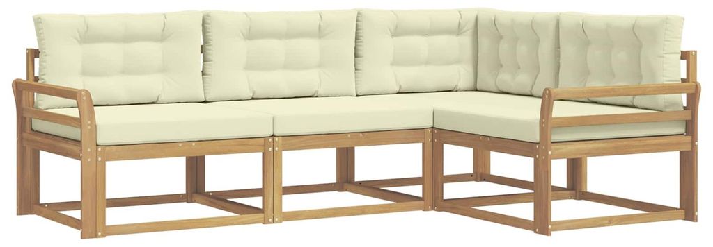 vidaXL Outdoor-Sofagarnitur mit Kissen 3 pcs Weiß und Creme Polyester