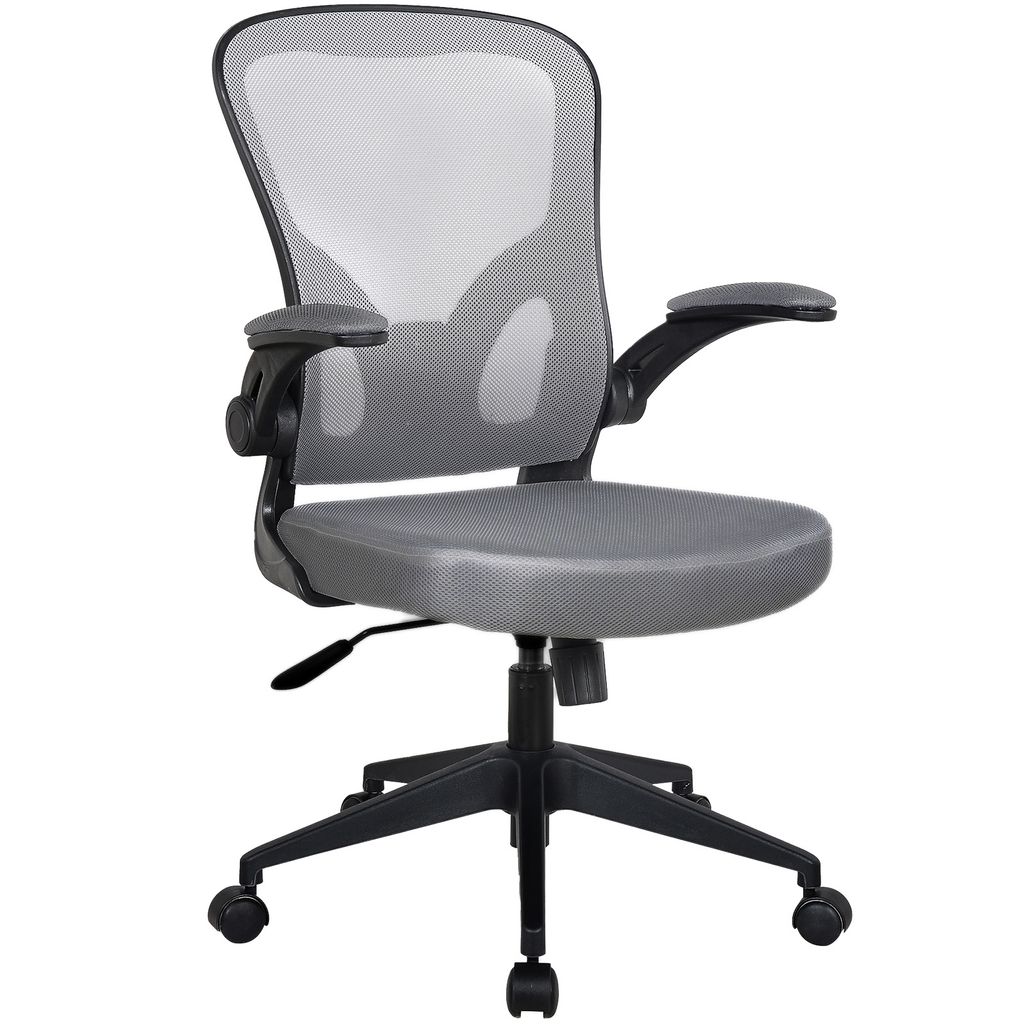 Bürostuhl Ergonomisch Drehstuhl Schreibtischstuhl Mesh Netzstoff office Stuhl,Farbe:Schwarz / Grau ohne Kopfstütze