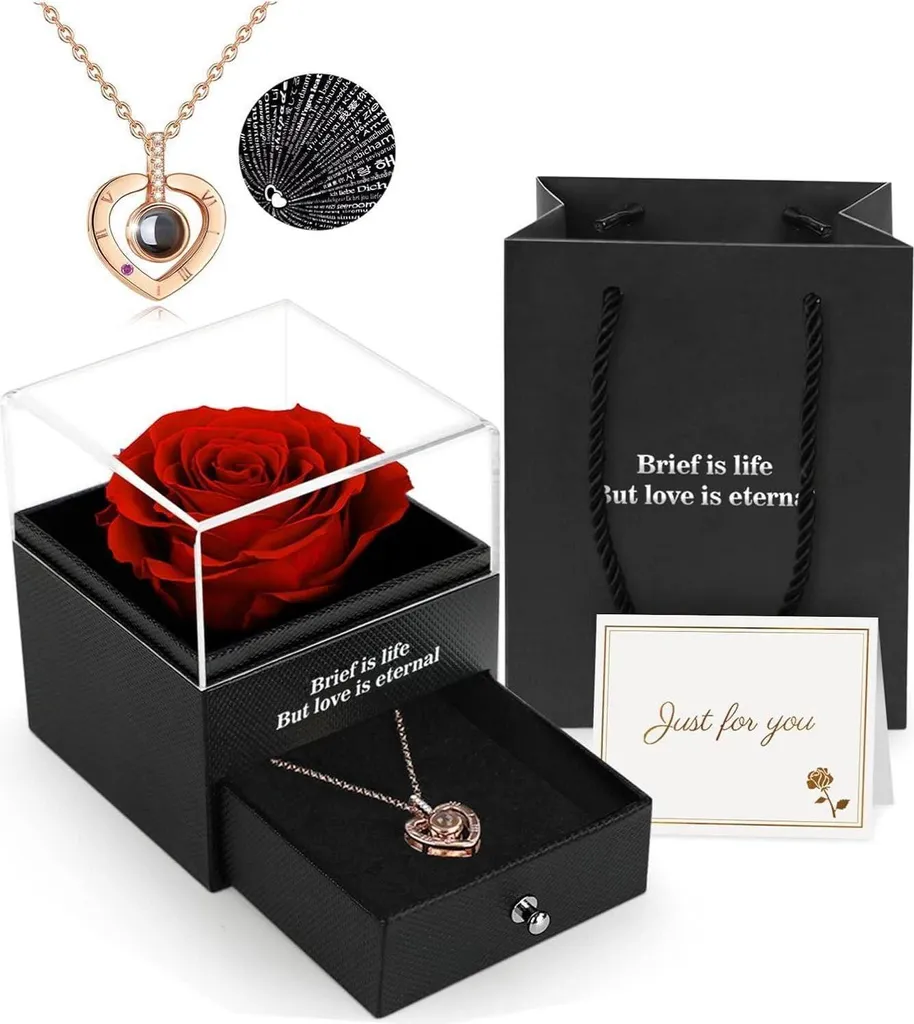 Eterna Rosa ADAZ Rossa in Box Regalo con Collana Ti Amo