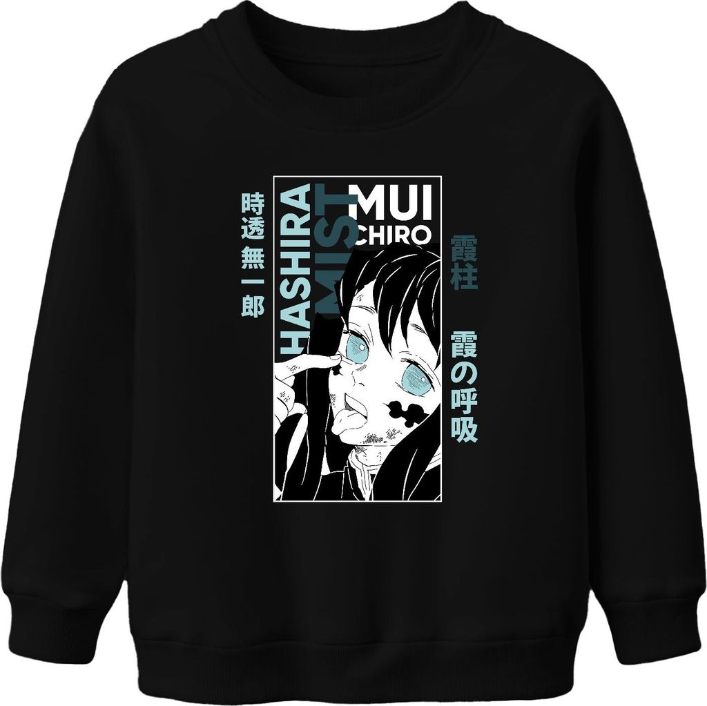 Muichiro Tokito Nebel Hashira Kimetsu no Yaiba Anime Manga Uni Kinder Sweatshirt Pullover, Schwarz, 116