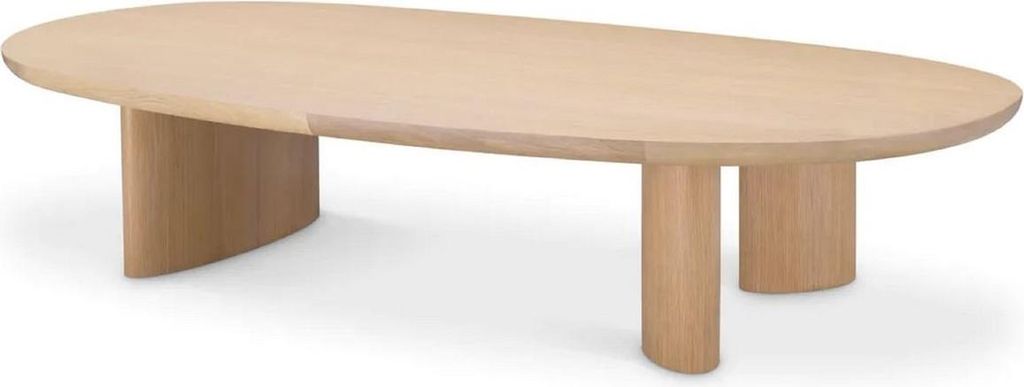 Casa Padrino Luxus Couchtisch Naturfarben 168,5 x 86,5 x H. 35,5 cm - Ovaler Massivholz Wohnzimmertisch - Wohnzimmer Möbel - Luxus Möbel - Luxus ...