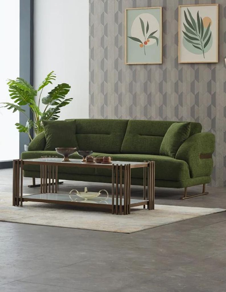Polstersofa Dreisitzer Sofa 3 Sitzer Stoffsofa Couch Grün Luxus Sofas