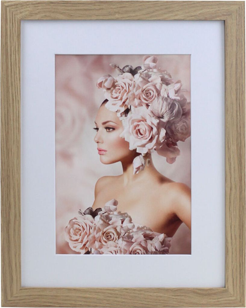 Bilderrahmen Holz Rahmen Plexi Acryl Collage Wanddeko Poster quadratisch S215 - Farbe: Natur | Format: 30x40