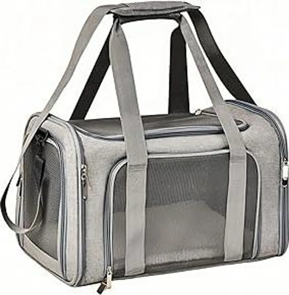 Borsa da trasporto per gatti e cani di grandi dimensioni Borsa portatile per animali domestici da esterno Pieghevole e traspirante Grande capacità per due gatti di piccola taglia, borsa da viaggio per gatti e cani di taglia media (tonalità grigia)