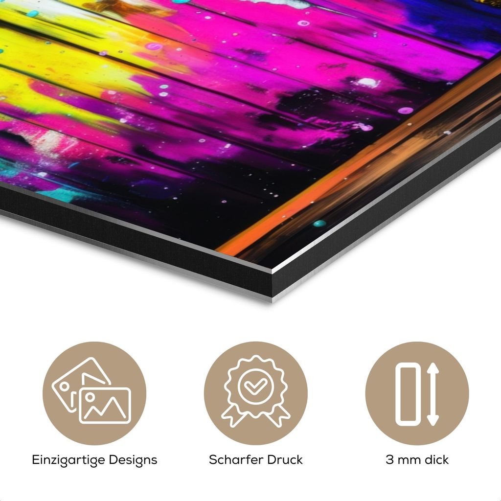 MuchoWow Wanddekoration Metall Metallbild Wandkunst 120x60 cm Pinguine - Badewanne - Bunt - Schaumstoff MuchoWow Aluminium Gemälde - Metalbilder