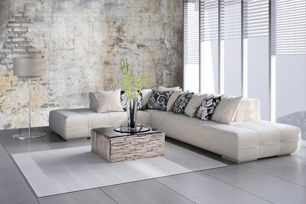 Vlies Fototapete GRAUE WAND MIT RISSEN 375 x 250 cm (inkl. Kleister) - Vlies Tapete, Wandtapete, Wandbilder - Tapete für Wohnzimmer Schlafzimmer, ...