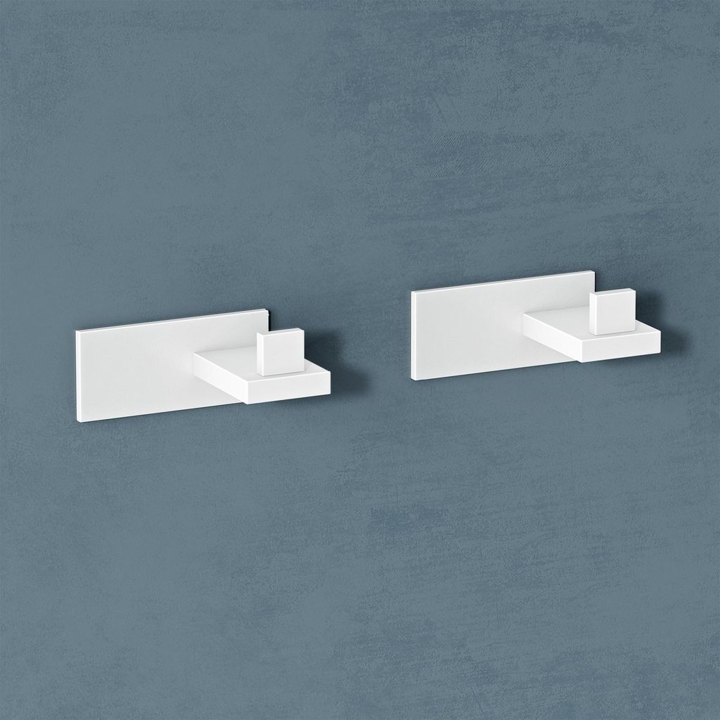 doporro 2 Stück Garderobenhaken Edelstahl, Kleiderhaken Wand Haken, selbstklebend & ohne Bohren Matt Weiß für Jacken, Handtücher Stalo-06