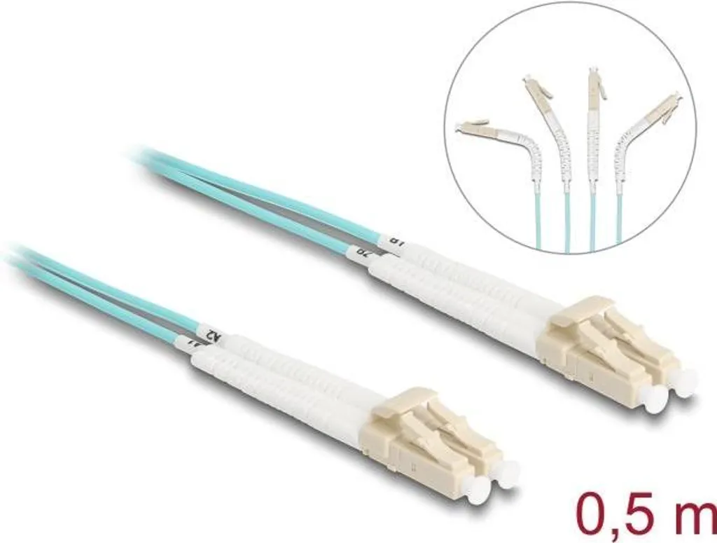 Câble fibre optique OM3 LC-LC Duplex 0,5m Delock 88078 coudé réglable