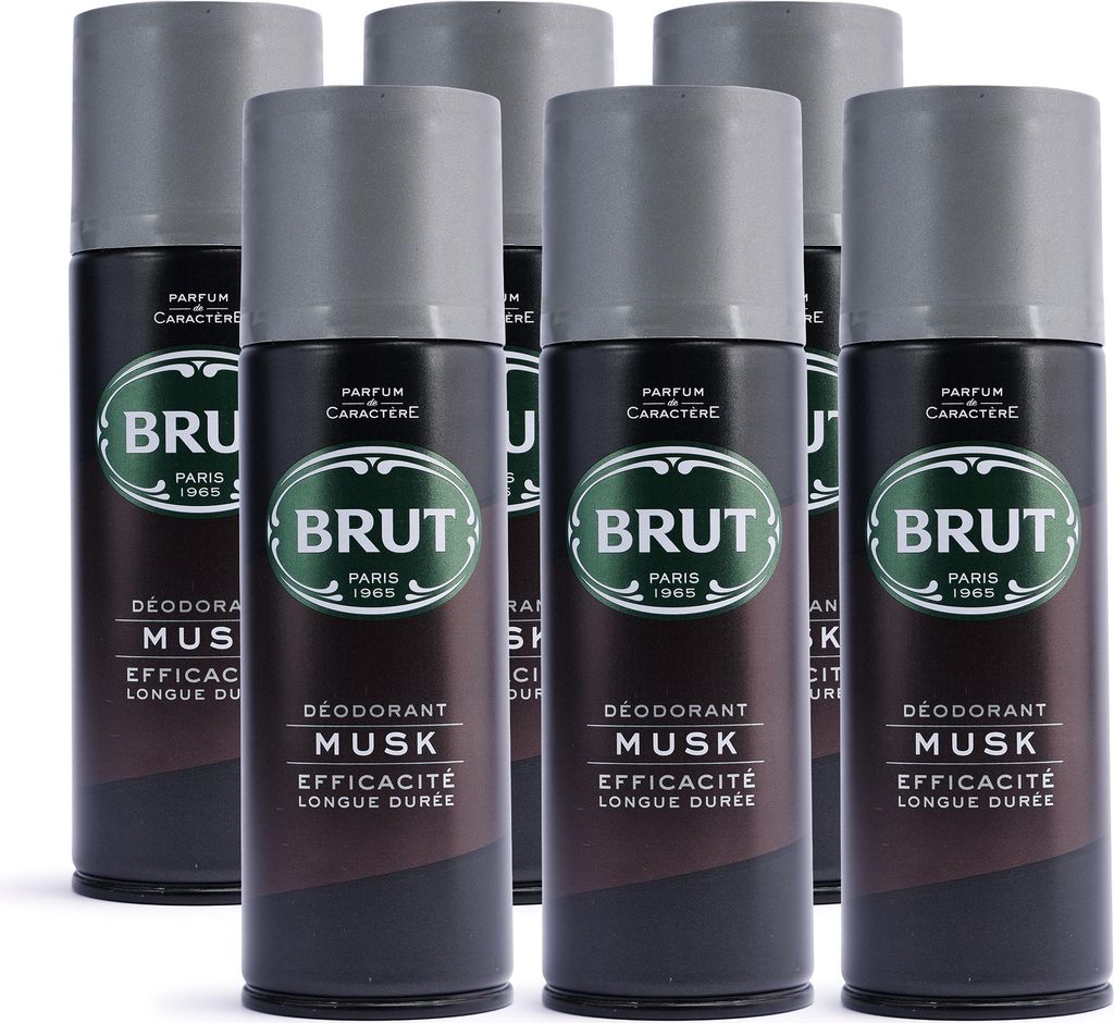 Brut Musk Deodorant Spray (6 x 200 ml) – Das Original mit Produktbild 
