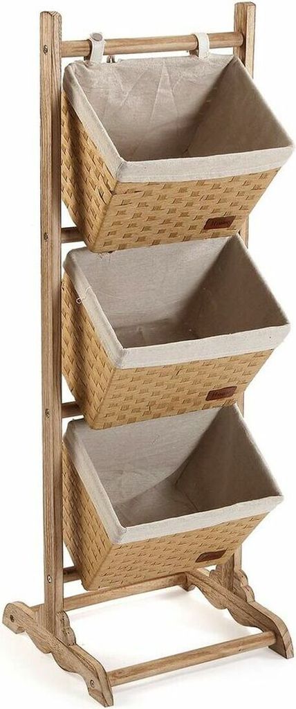 Mobile laterale Versa in cotone e rattan 35 x 102 x 35 cm Immagine del prodotto 