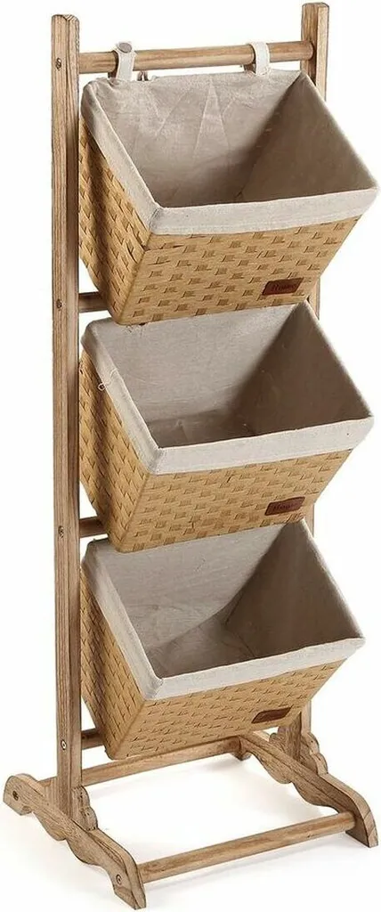 Petit meuble de salle de bain Versa 3 paniers tissu et bois multicolore