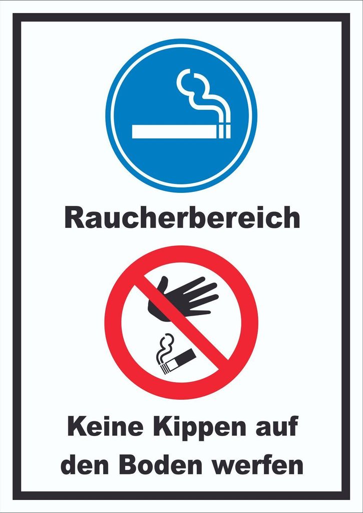 Schild Raucherbereich Boden verboten hochkant A5 (148x210mm)