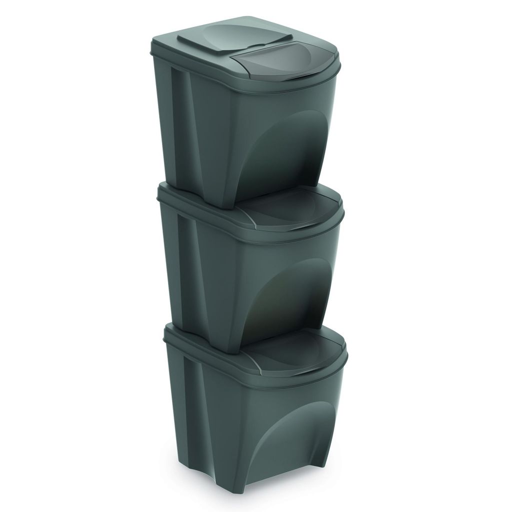 Kunststoff Aufbewahrung Mülleimer Mülltrennung Abfalleimer Stabelbox mit Deckel 