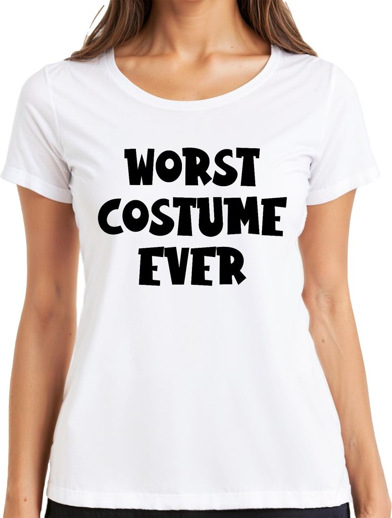 WORST COSTUME EVER Halloween Kostüm Spruch Lustig Karneval Humor Damen T-Shirt, Weiß, XXL