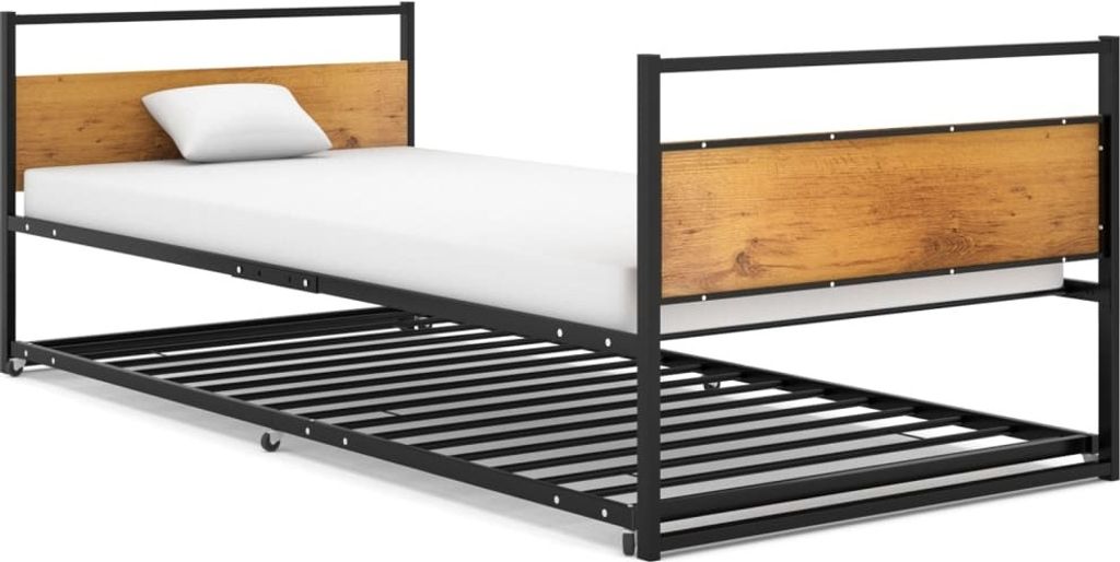 Ausziehbett Schwarz Metall 90x200 cm