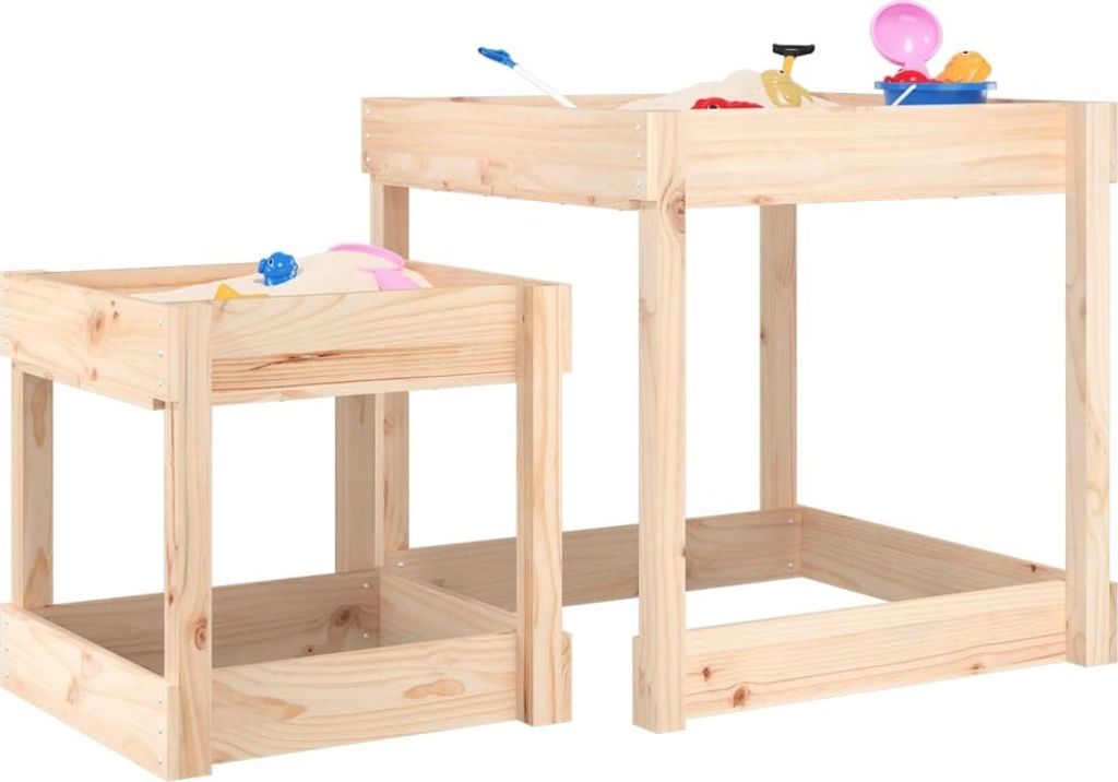 CLORIS Sand-Spieltische 2 Stk. Spieltisch Kindertische Massivholz Kiefer - Kindertische LL0000255576