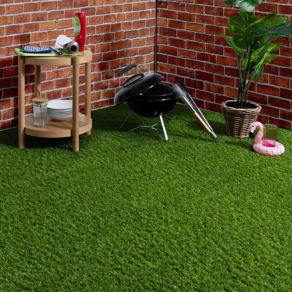 Steffensmeier Kunstrasen Perth | 15.000 Sonnenstunden | 32 mm | Meterware | wasserdurchlässig | Balkon, Terrasse, Garten | Grün, Größe: 400x10...