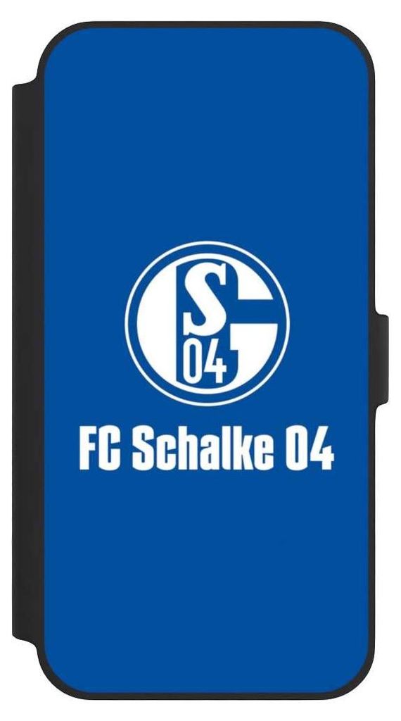 NIVOCASE Klapphülle für Apple iPhone 14 Plus Handyhülle aus Kunst Leder NIVOflip schwarz FC Schalke 04 Logo Offizielles Lizenzprodukt