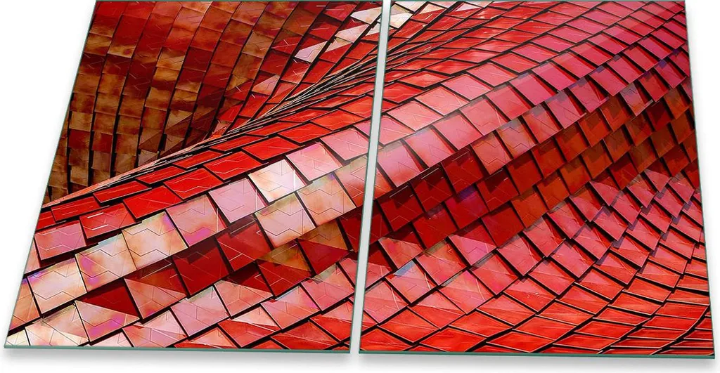 Piastra Vetro Piano Cottura 80x52 Abstract Red Splashback 2 Pezzi