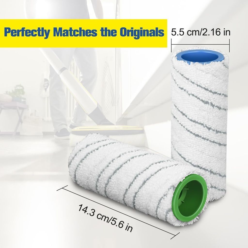 Set Di 2 Rulli In Microfibra Ricambio Per Kärcher FC5, FC7, FC3, FC3D – Lavabili A 60°, Per Pavimenti Duri