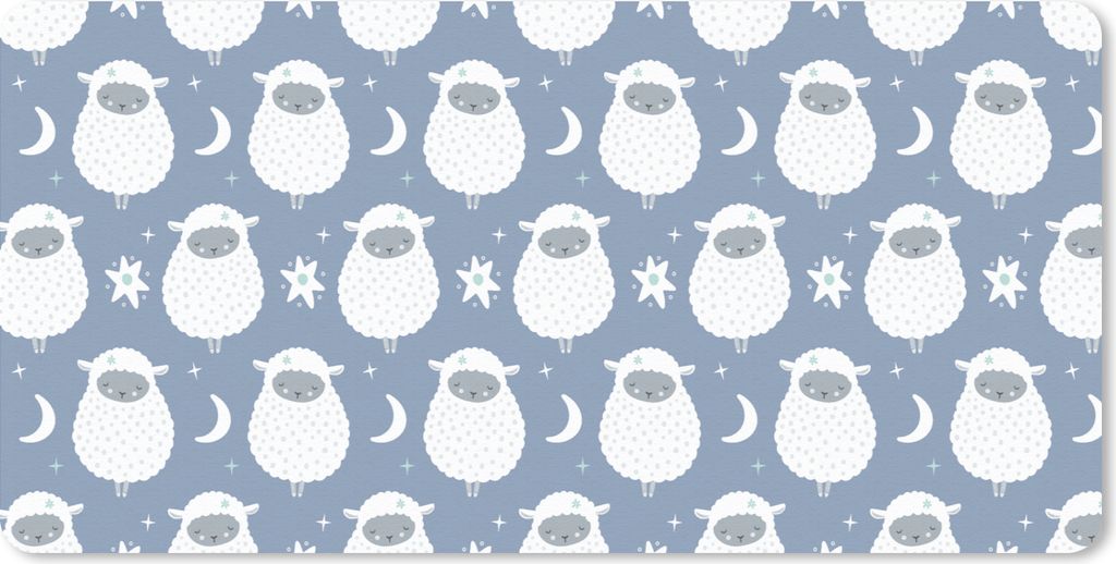 MuchoWow Schreibtischunterlage Schafe - Nacht - Mond - Muster 80x40 cm - XXL Mauspad - Gaming Mauspad