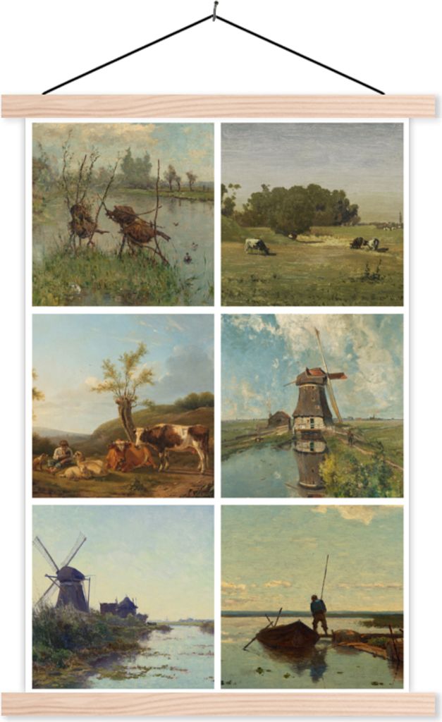MuchoWow Textilposter Collage - Kunst - Niederlande 120x180 cm mit holzfarbenen Rahmen - Textil-Plakat