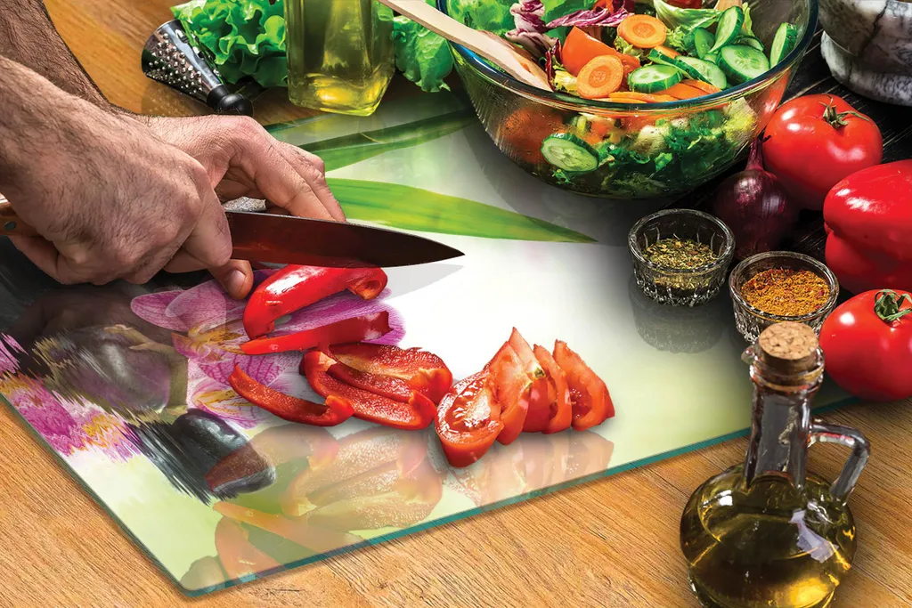 Tagliere Vetro 40x30 Coprifornelli Induzione Orchidea Decorativo - 4