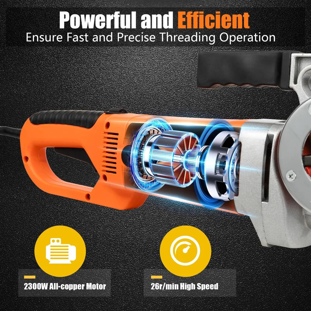 Taraudeuse moteur cuivre 2300W 6 têtes interchangeables 20,9-59,6 mm