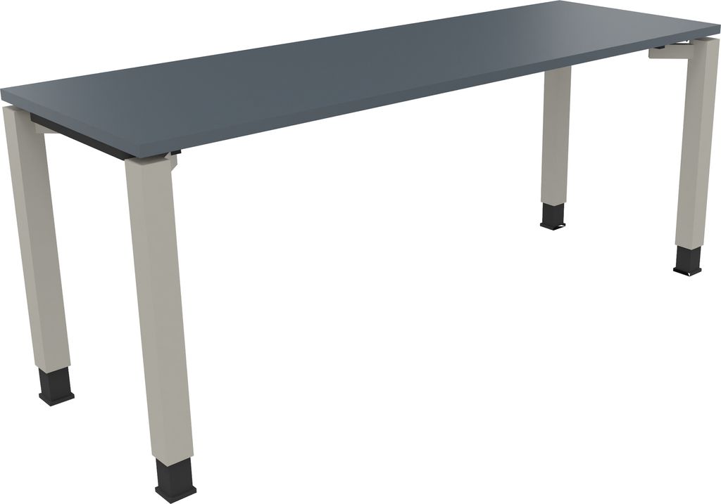 Schreibtisch Vierfuß Quadratrohr B1800xT600xH680-820 si/Lavagrau