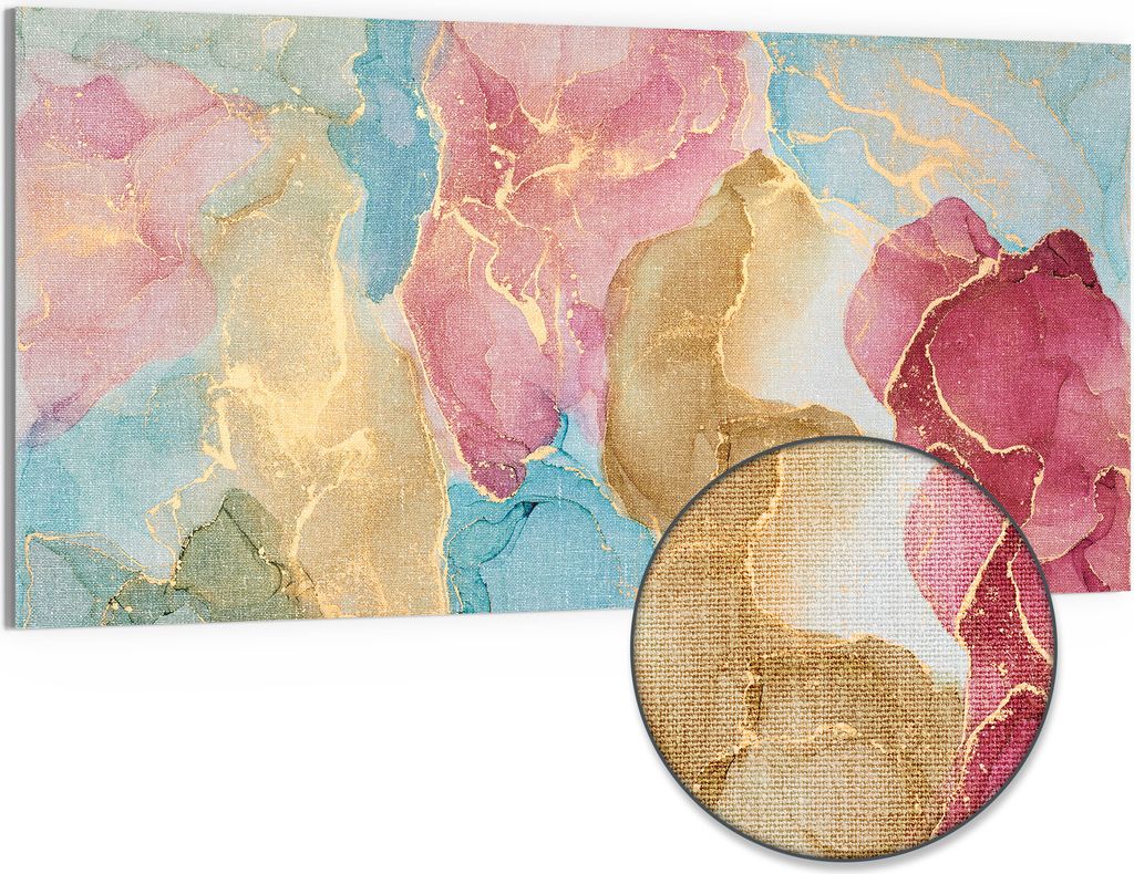 DEQORI Hybrid Leinwand Bild 100x50 cm 'Goldene Träume' Wandbild Glas flach modern