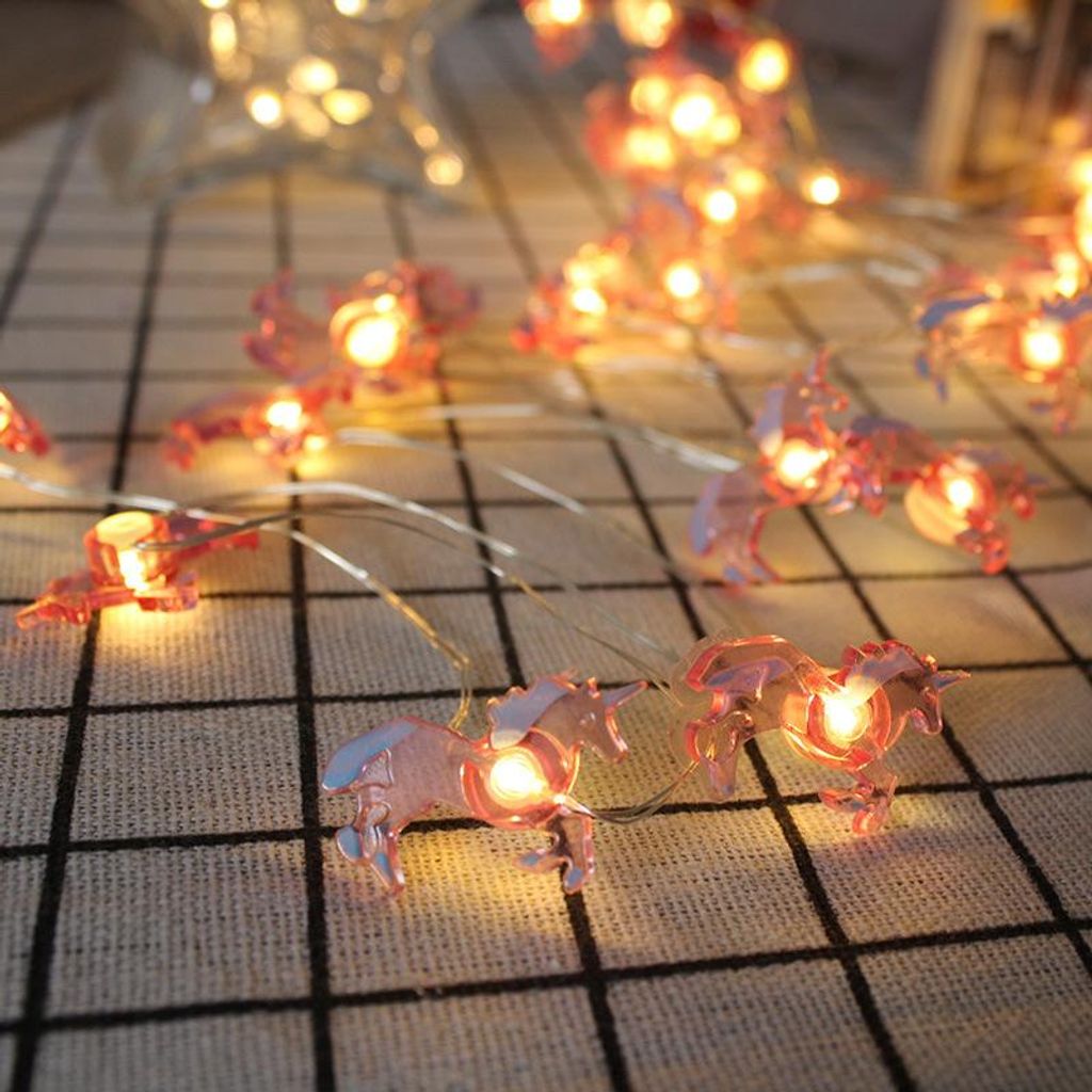 2 m Mini-LED-Lichterkette mit Flamingo-, Einhorn- und Ananas-Motiven – Sommerliche Hawaii-Party, Sternenlicht-Girlande, Dekoration für Hochzeits...