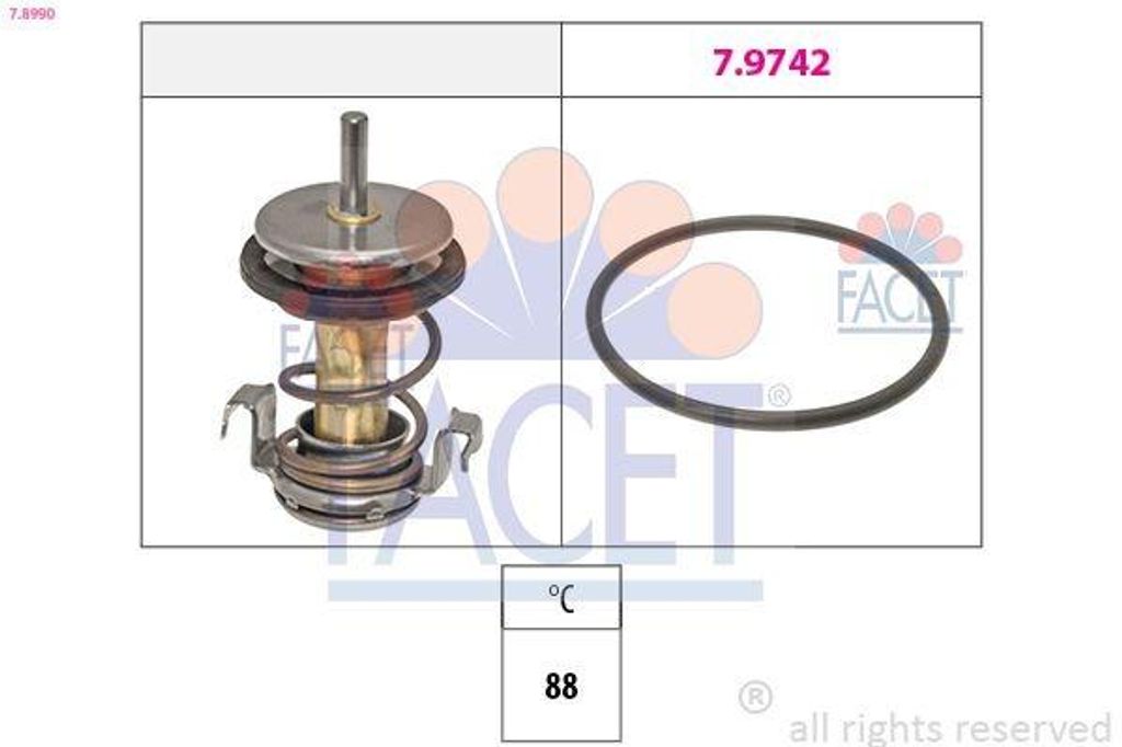 FACET Thermostat Kühlmittel 88°C für JEEP GRAND CHEROKEE IV (WK, WK2) für CHRYSLER 300 C für LANCIA THEMA (LX)