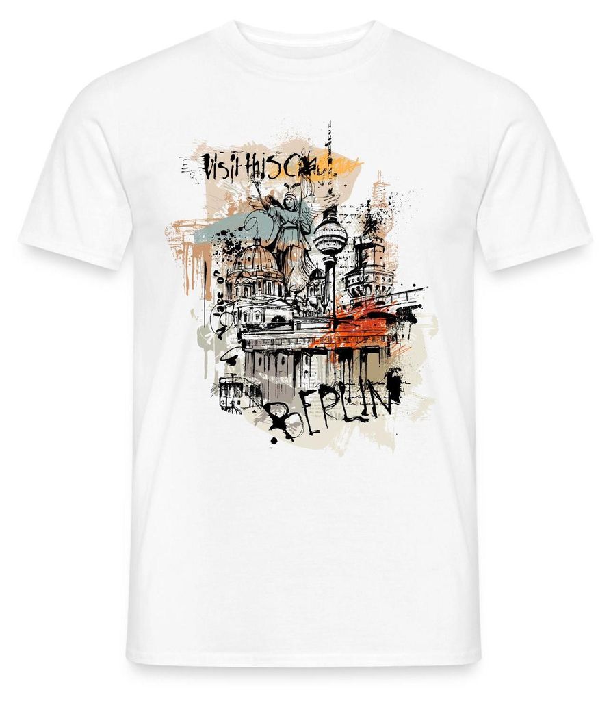 Spreadshirt Berlin Hauptstadt Deutschland Souvenir Graffiti Big City Männer T-Shirt, S, Weiß