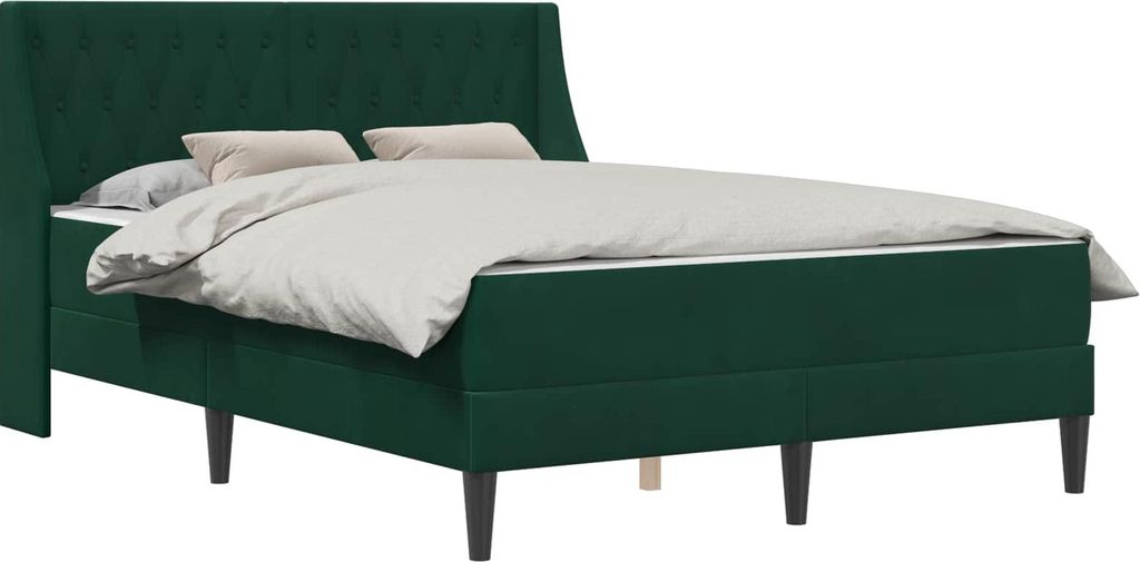 vidaXL Bettgestell mit Matratze Dunkelgrün 120 x 190 cm Samt