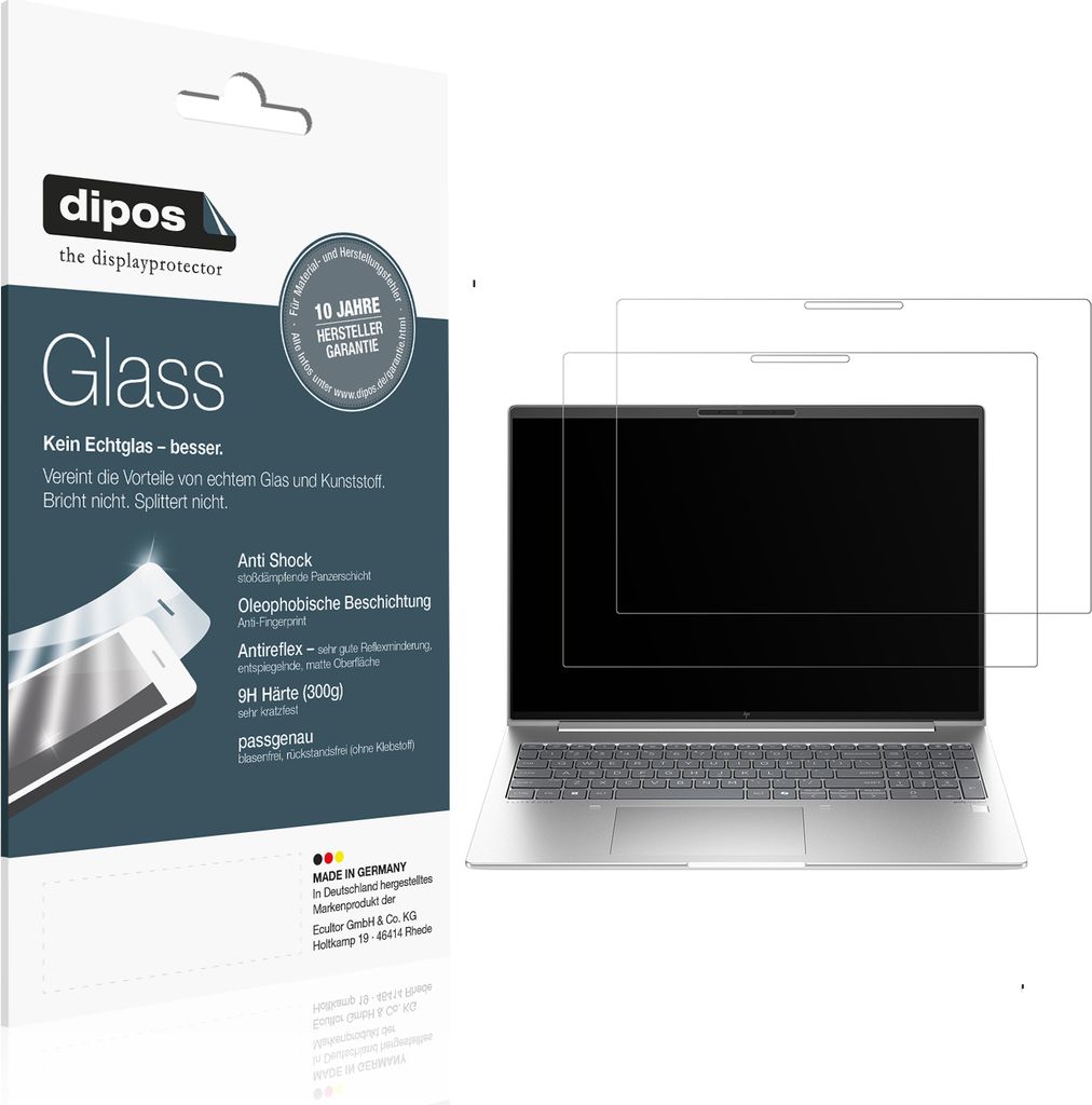 2x Schutzfolie für HP Elitebook 665 G11 matt - Anti-Shock 9H Folie dipos Glass Kunststoffglas