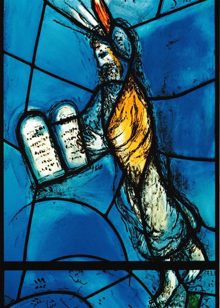 Kunstkarte Marc Chagall "Mose mit den Gesetzestafeln"