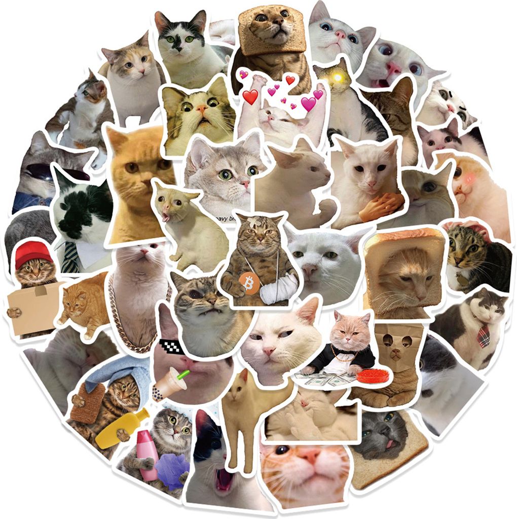 50 Stück Graffiti-Aufkleber, selbstklebend, wasserdicht, PVC, süßes Katzenmuster, Schrein, Koffer, Laptop, Aufkleber für Studenten