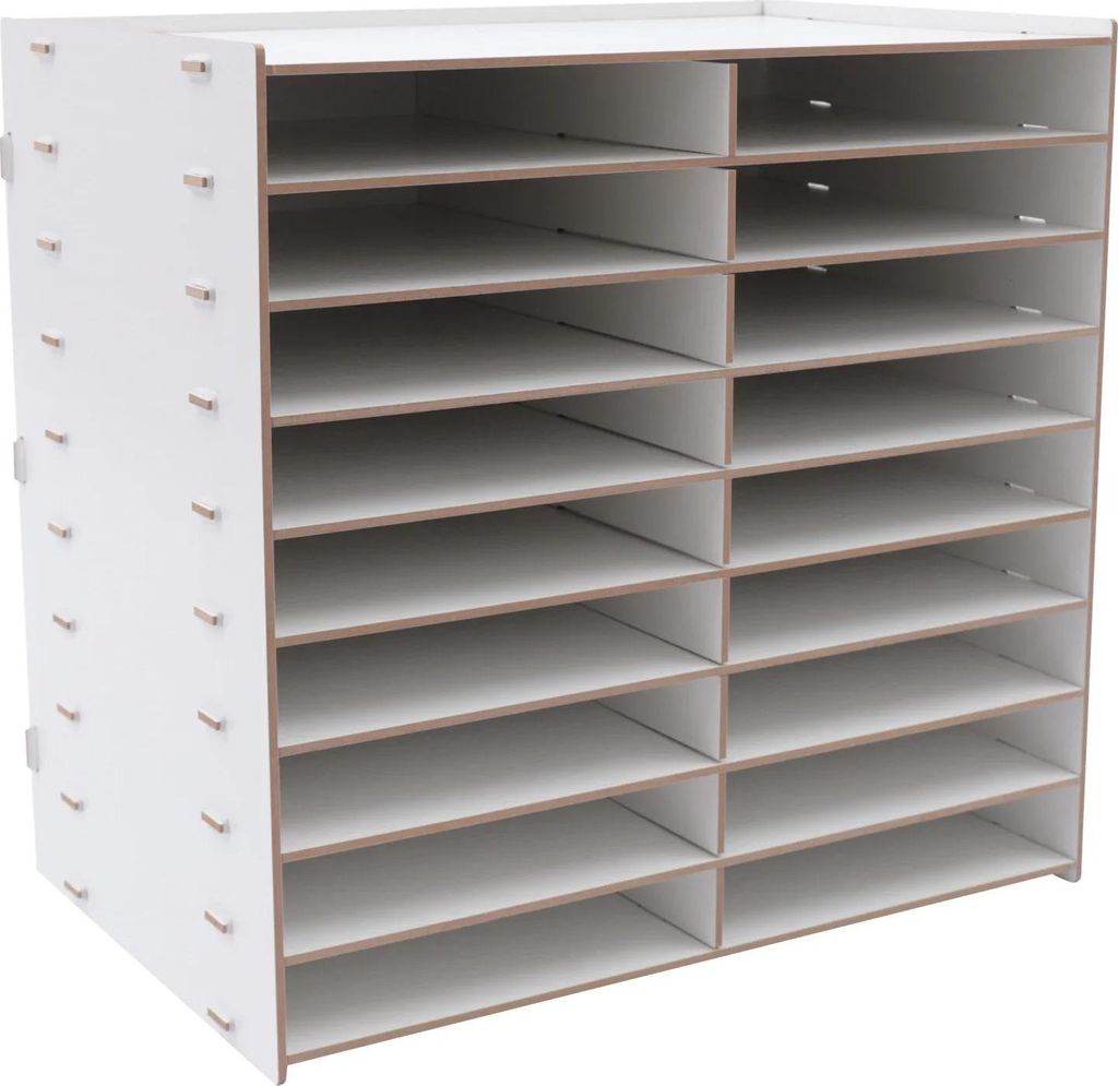 Schreibtisch-Organizer - Dokumenten- und Briefsortierer - 18 Fächer - 9 Ebenen - Holzfaserplatte - Maße 51,8×33×49 cm - Obere Ablage 49,6×32 c...