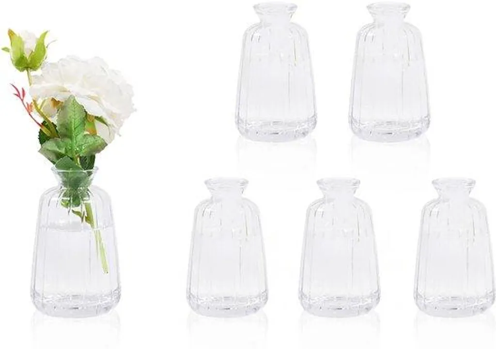 Vase en verre robuste et stable 11 x 6,5 cm pour petite fleur de table