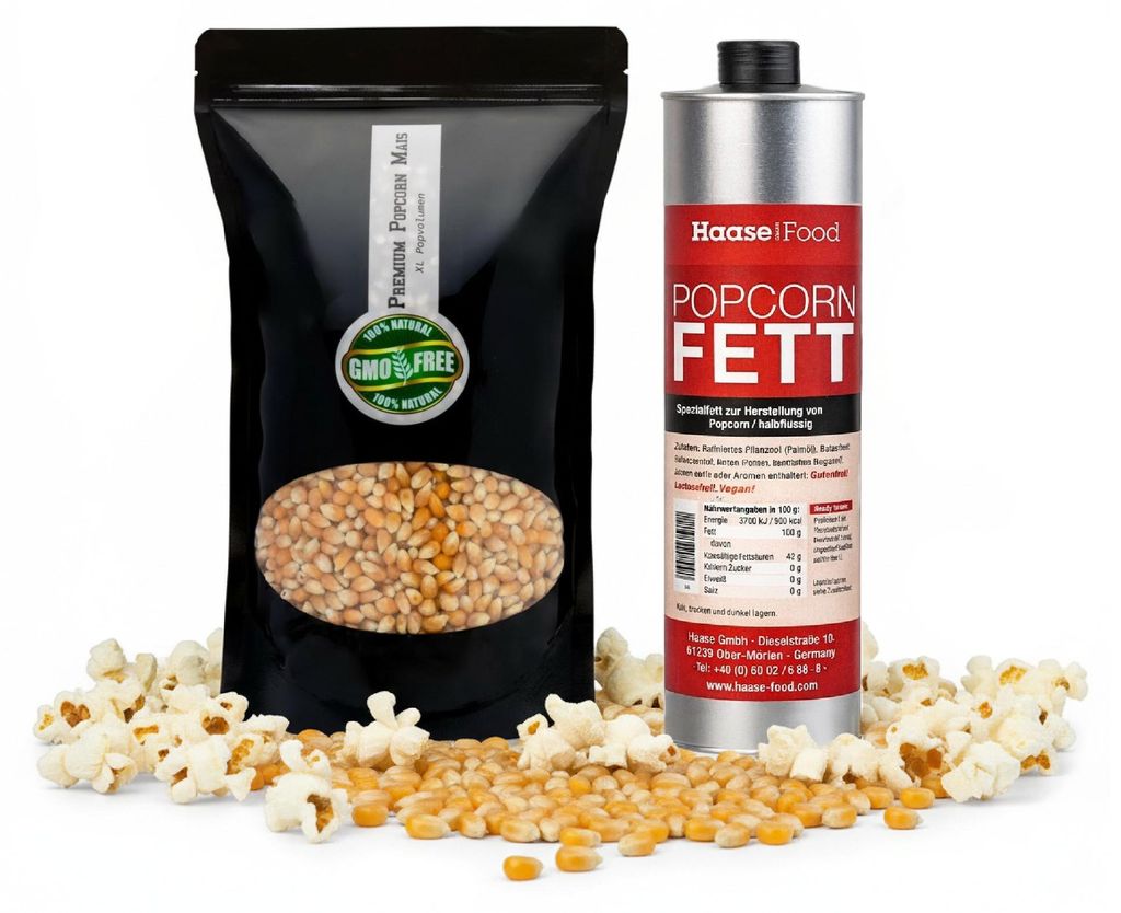 Hopser Funfood Popcorn Set 1 kg Butterfly Popcornmais + 1 Produktbild 