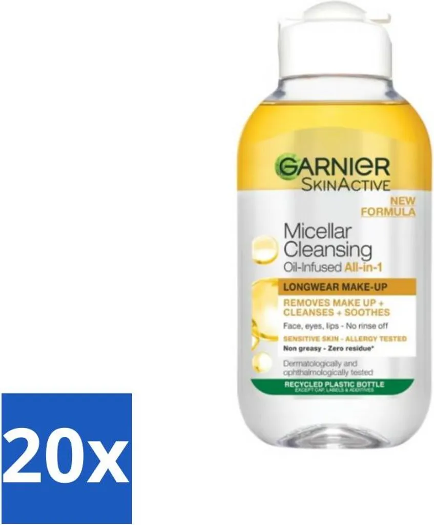 Démaquillant Biphasé Garnier Huile Micellaire 100 ml en Pack de 20 Unités