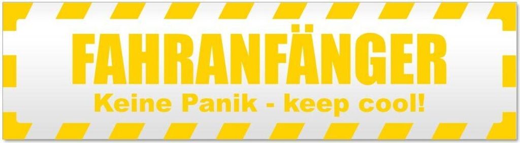 Kiwistar - Autoaufkleber - Gelb - 20 x 5,3 cm - Fahranfänger. Keine Panik - Keep cool! Gestreift - Hinweis Aufkleber Sticker für Auto, Kfz, Fahrr...