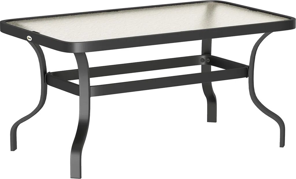 Table Basse de Jardin en Verre Trempé avec Coins Arrondis 95x55cm Noire