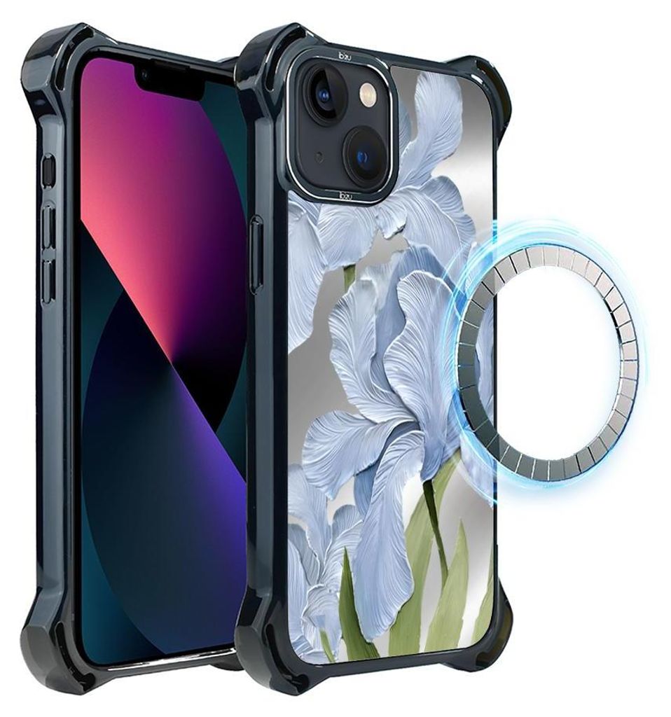 Schutzhülle für das iPhone 13, MagSafe-kompatibel, verstärkte Ecken, schwarz, Blaue Iris