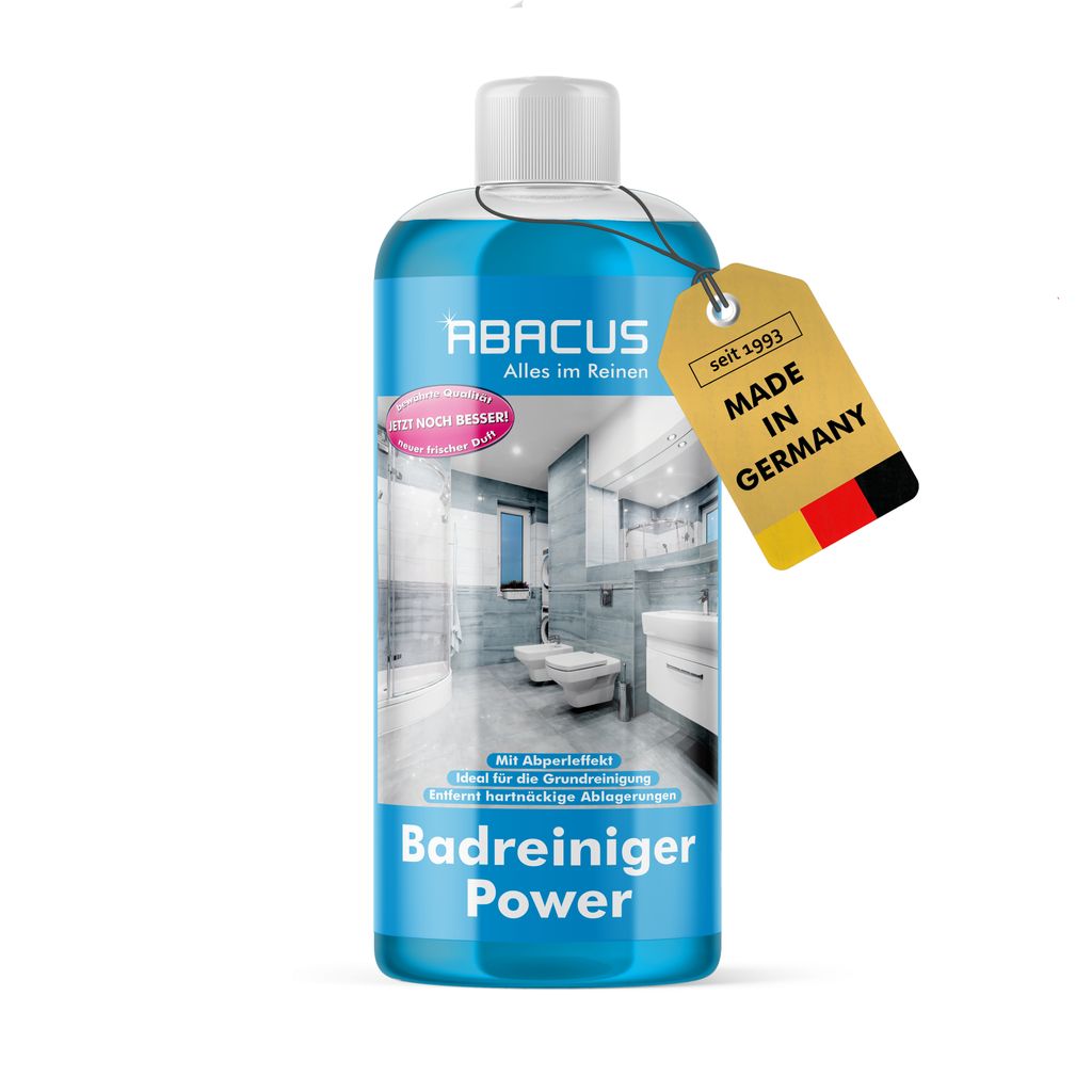 ABACUS Badreiniger Konzentrat, Sanitärreiniger, Reiniger Bad, Reinigungsmittel Dusche, Reiniger-Konzentrat Badezimmer 1 x 500ml Badreiniger Power