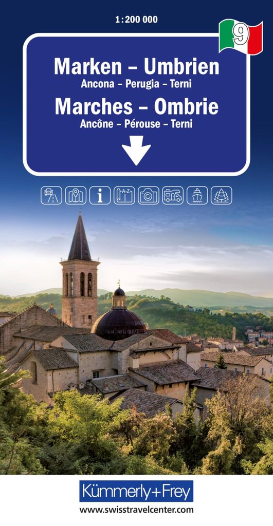 Kümmerly+Frey Regionální silniční mapa 9 Marche, Umbria Obrázek produktu 
