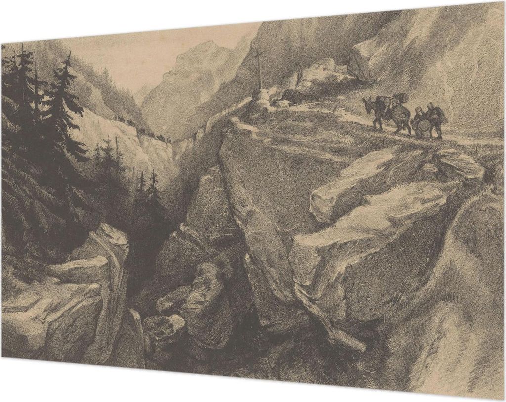 Wandtapete - Dekorative Tapete für Wohnzimmer- Tapetenfolie für Wanddekoration - 104x70 cm - Malerische Berge