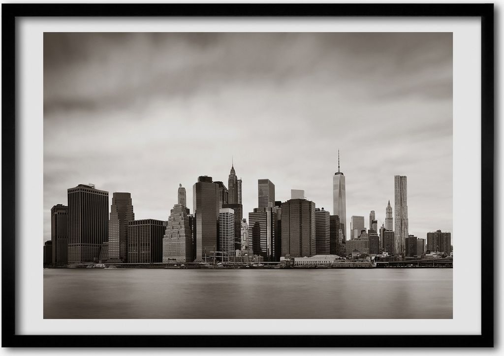 Bild - Bilder - Bilderrahmen - 70 cm x 50 cm - MDF-Rahmen, Wandkunst Manhattan New York City
